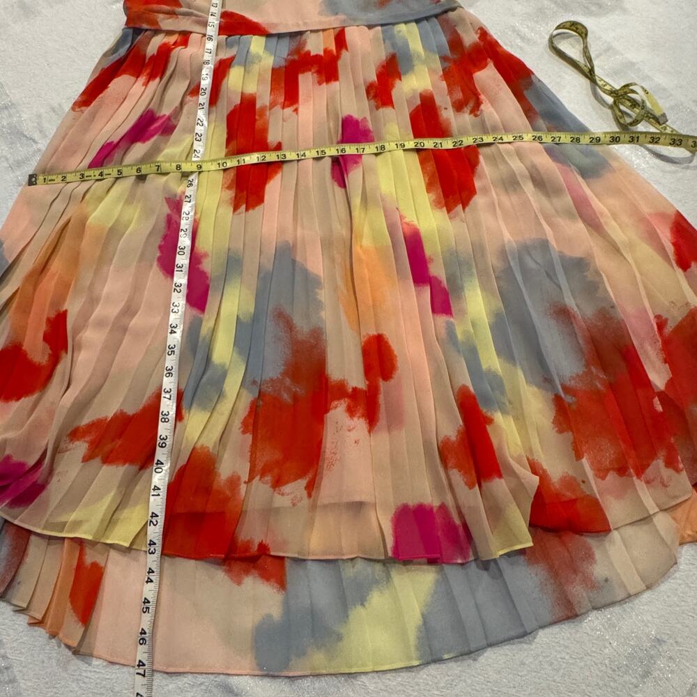 1.STATE Sand Peach Pleated Midi Dress Accordion Racerback Wedding Guest Large L - Picture 10 of 12